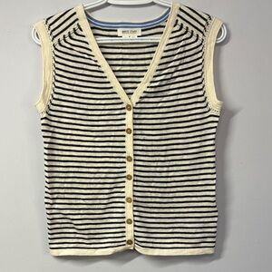 White Stuff Striped Knit Top in Blue & Cream